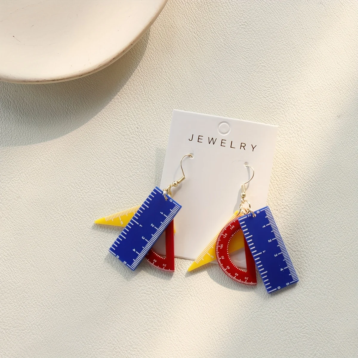 1 Pair of Campus Season Fashionable Cute 3-Style Ruler Acrylic Pendant Earrings for Women,  Style Party Gift