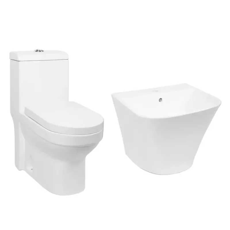for   P-type Sewer One-piece Toilet Ceramic Pure White Bathroom Sink Porcelain Wall-mounted Sink and Toilet Set
