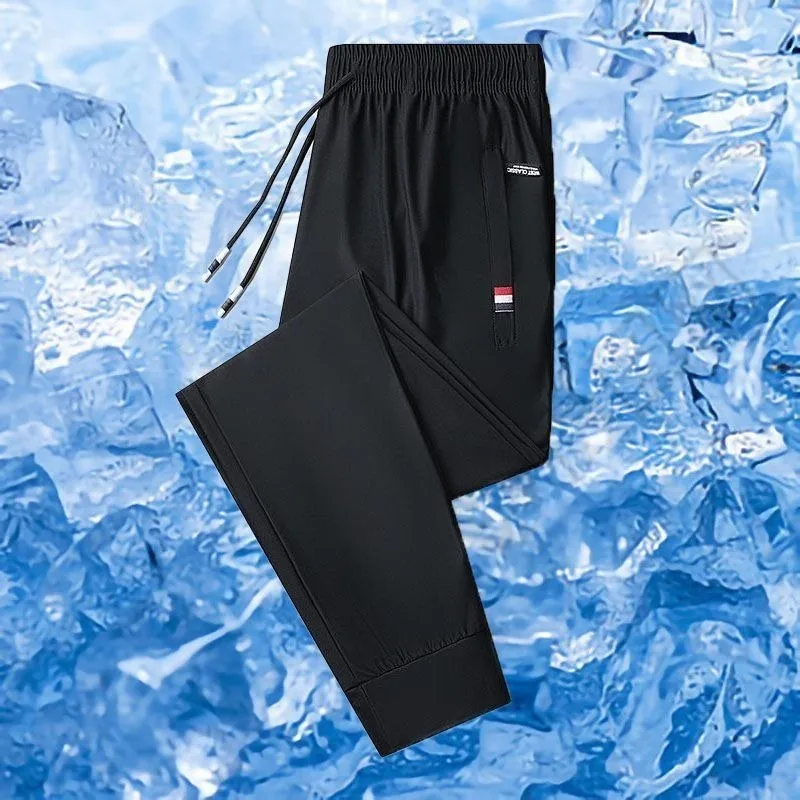 

Men's Summer Thin Ice Silk Loose Fit Oversized Elastic Sport Pants Trendy and Versatile