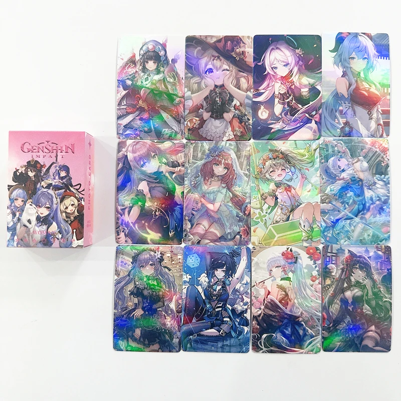 50 Pcs/Set Game Genshin Impact Laser Lomo Card Kazuha Wanderer Nahida Female Game Characters HD Photocard Cosplay Gift