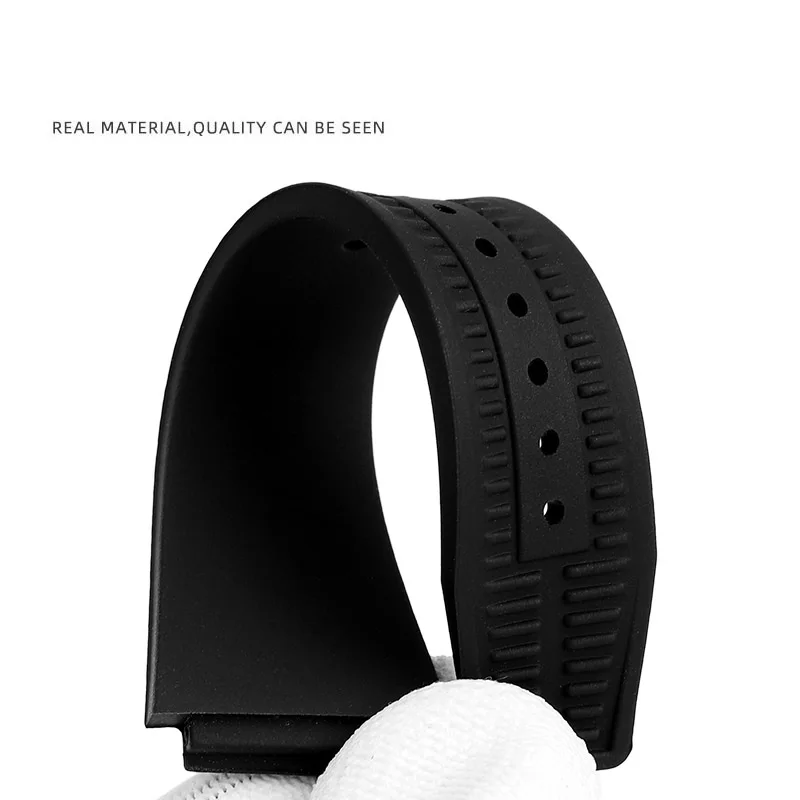 Convex mouth silicone wristband for RADO thin series bracelet soft men's black watch strap wristband accessory 24 * 18 24 * 18mm