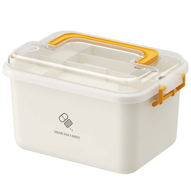 صندوق تخزين الأدوية البلاستيكية ذو الطبقة المنزلية، متعدد الوظائف، مجموعة الإسعافات الأولية المحمولة، كبيرة الحجم #1