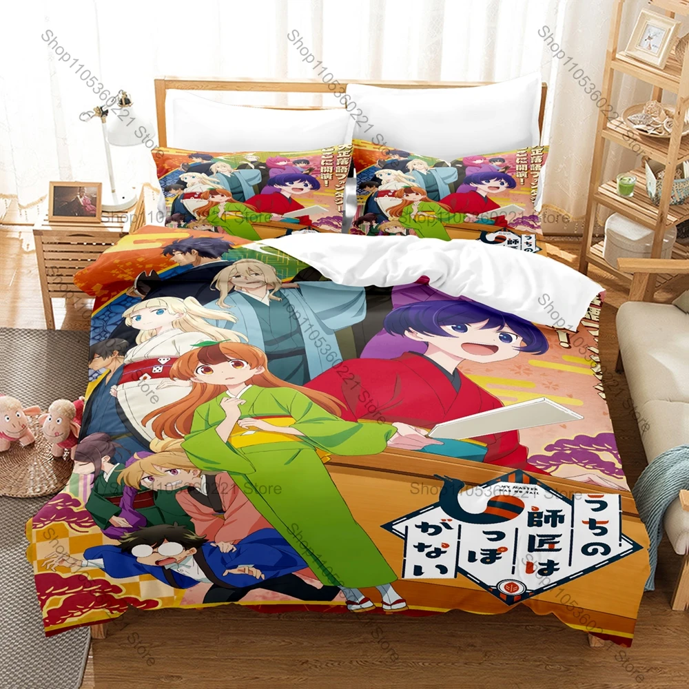 Traditional Japanese Yokai Comedy Anime My Master Has No Tail Bedding Set 1 Duvet Cover + 2 Pillowcases Digital Print Bed Linen