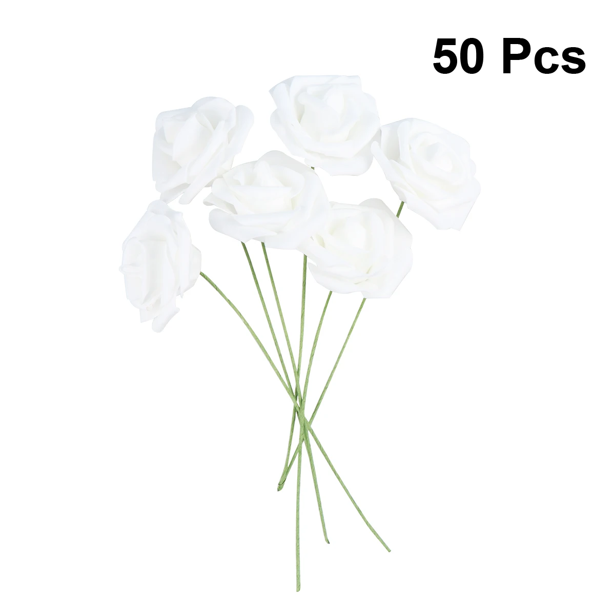 

50 Pcs White Bubble Roses Faux Silk Artificial Flowers for Wedding Bouquet Indoor Decoration Valentine Engagement