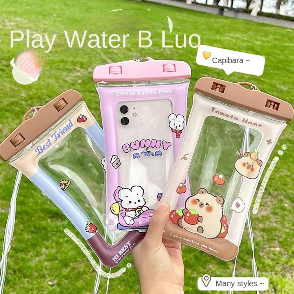 Airbag Floatin Waterproof Phone Case Cartoon Puppy Screen Rainproof Bag Underwater Dry Transparent Mobile Phone Pouch Travel