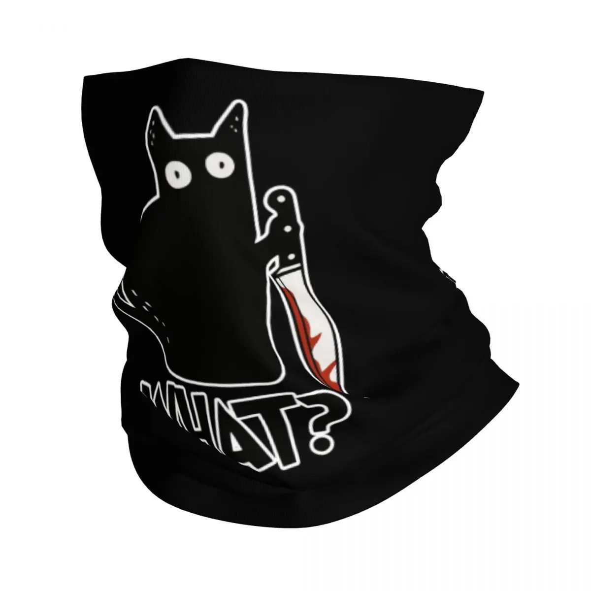 Cat What Murderous Black Cat With Knife Gift Premium Bandana Neck Gaiter Printed Wrap Scarf FaceMask Hiking Fishing Unisex Adult