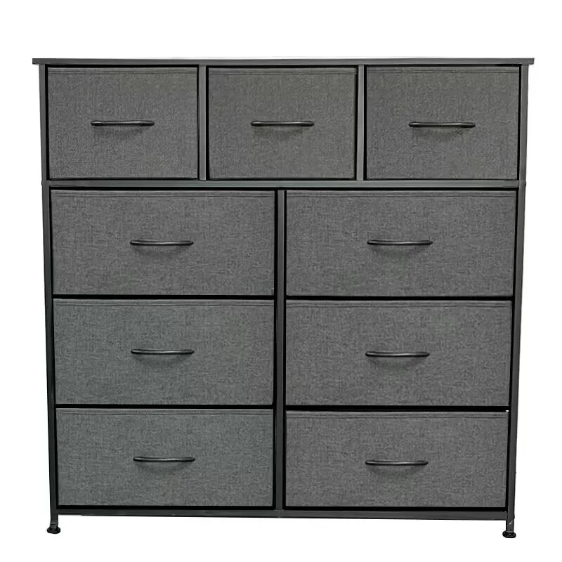 9 Cloth Drawer Locker for Bedroom, Large Double Dresser with Wide Drawers, Modern Chest of Drawers,Storage Organizer Cabinet