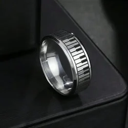 Fashionable Men's Stainless Steel Piano Rings, Fashionable Wedding Rings, Music Enthusiasts, Musicians' Gifts, Exquisite Jewelry