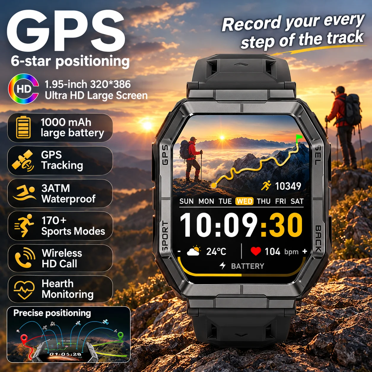 New Military GPS Smart Watch Outdoor Sports Watches Men Off Line Map Compass Altimeter Barometer 3ATM Waterproof Smartwatch Men