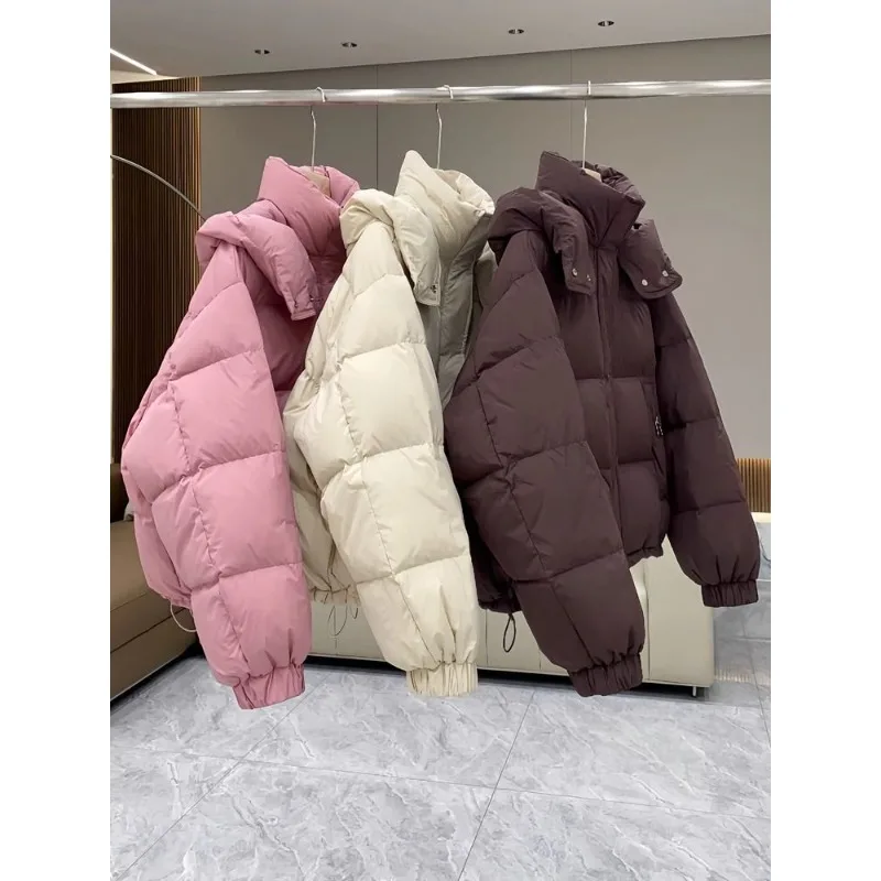 Women's Autumn/Winter Top Coat Cotton Coat Solid Color Hooded Warm Simple Comfortable Casual Design Fashion Soft Niche Versatile