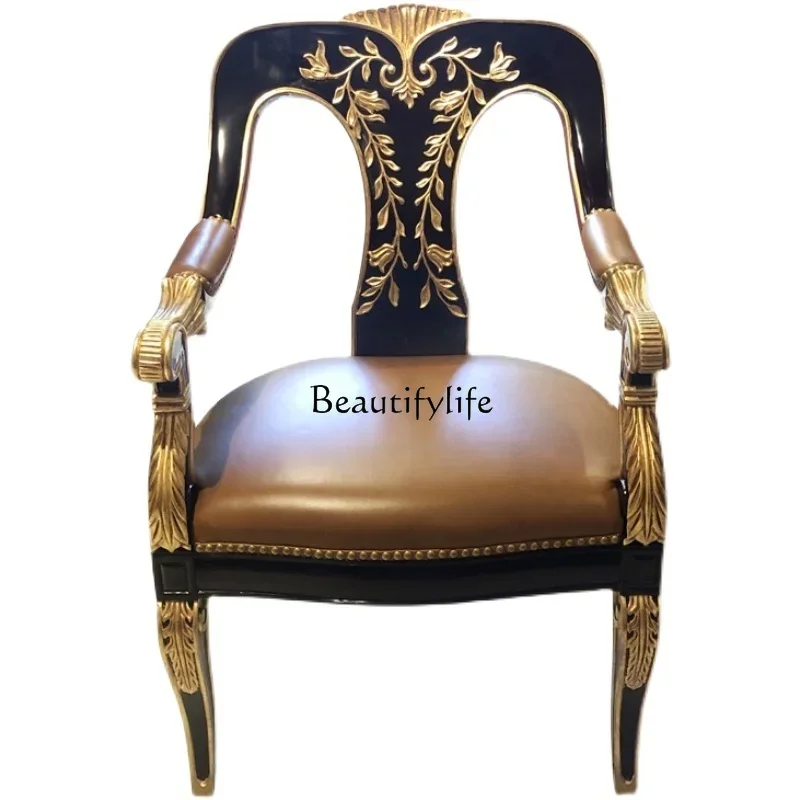 

LD6European-Style Casual American Classical Armrest Couch Villa Solid Wood High Back Chair