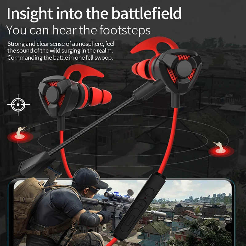 K3 سماعة أذن داخل الأذن سماعات أذن مع سماعة رأس مريحة سماعات ألعاب سلكية سماعات أذن للألعاب مع ميكروفون HIFI 6D