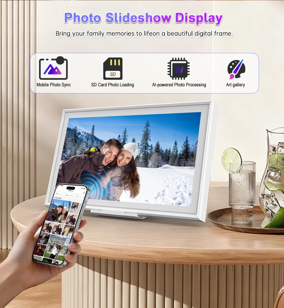 HGFRTEE 15,6-Zoll Smart Digitaler Kalender, FHD-Touchscreen-Display, Familienplaner & Digitaler Bilderrahmen, Wand-/Schreibtischmontage mit App – Detail 7
