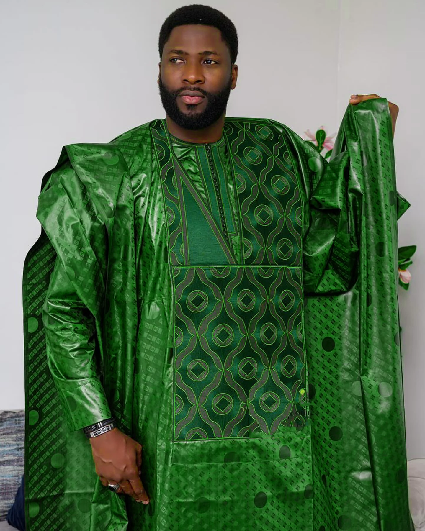 African Clothes For Man Bazin Riche Embroidery Design Top Long Sleeve