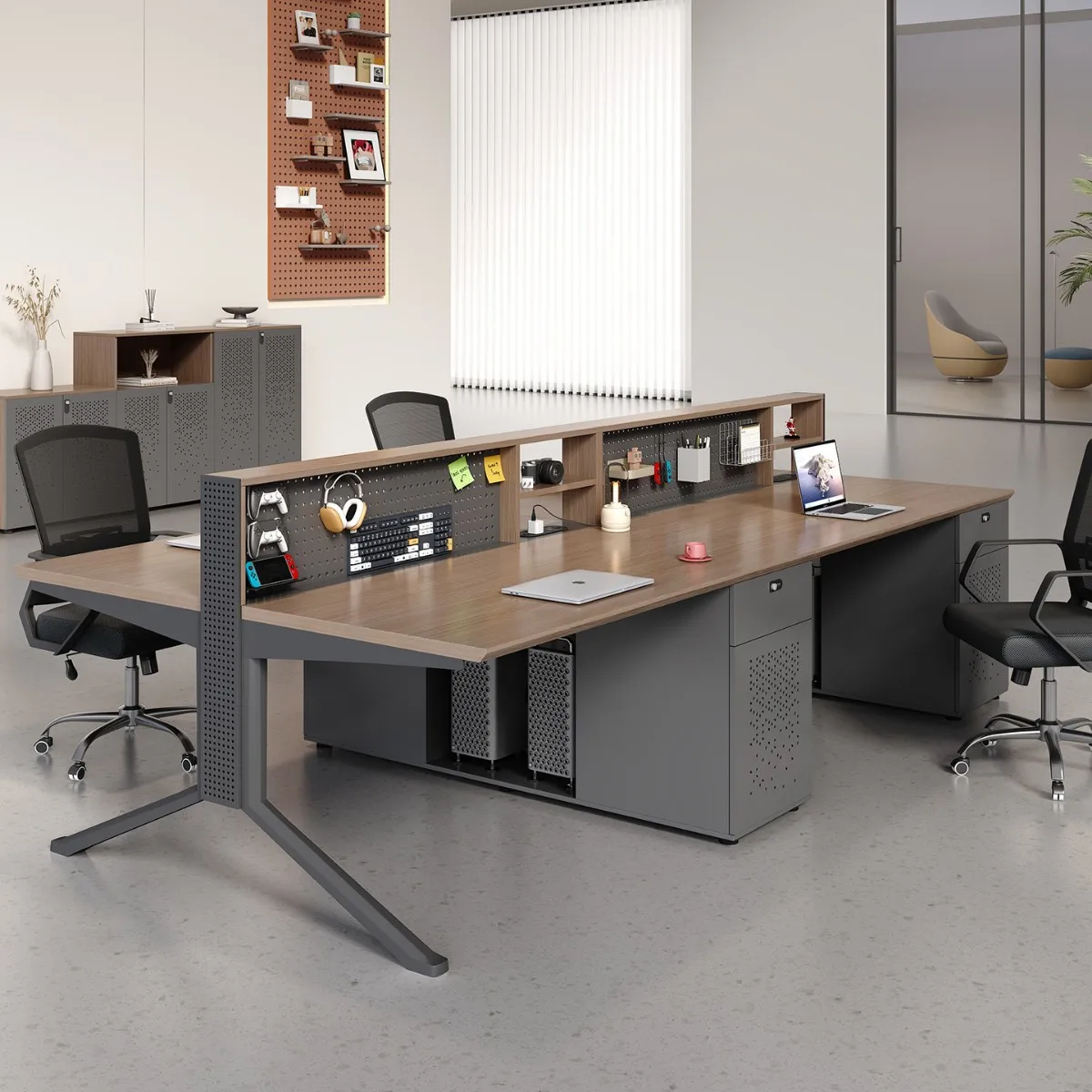 Employee double quadruple hole board hanging board storage table and chair combination socket