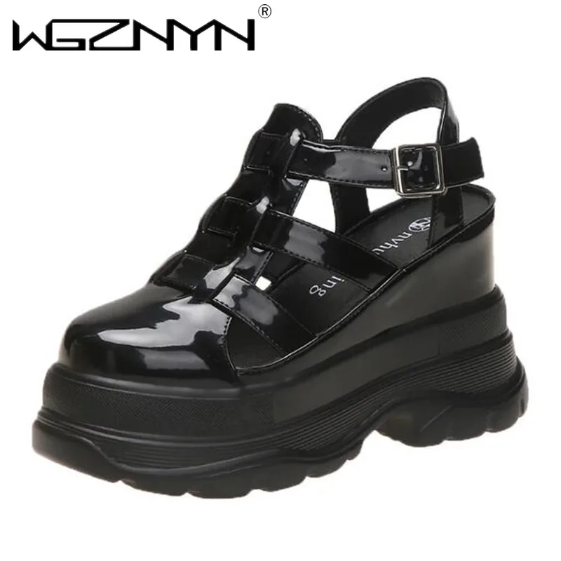 New 2024 Summer Sandals 11CM Wedge Heels Sneakers Women Beach Flip Flop High Platform Casual Sandals Breathable Walking Slippers