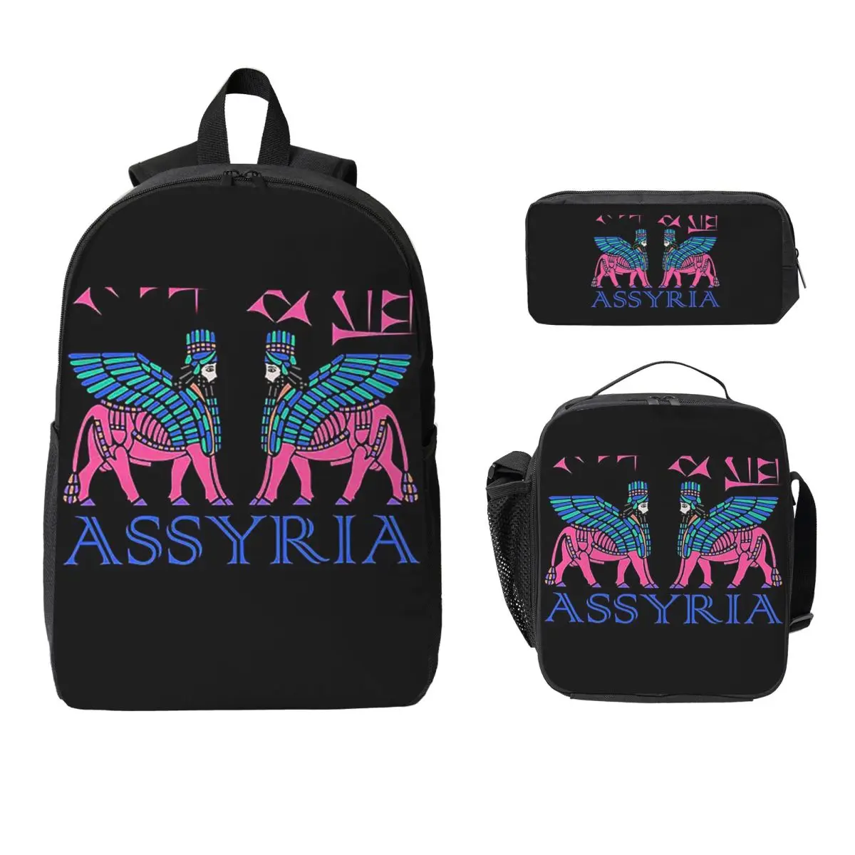 

Luxury Assyrian Suryoyo Flag Backpack Student BookBag School Bag Computer Shoulder Bags 3ps Insulated Lunch Bag Pencil Case
