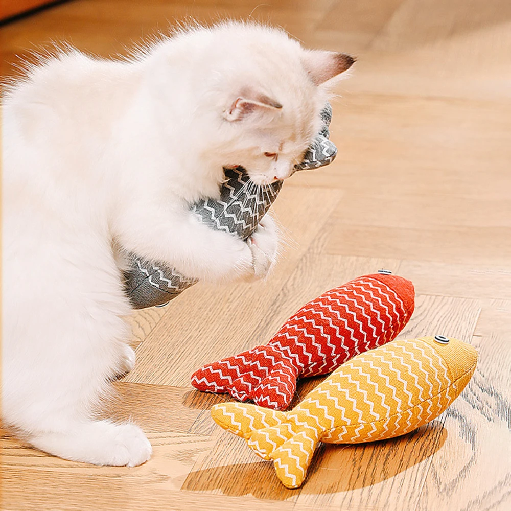 Simulierter Fisch Lustiges Katzenfisch-Spielzeug aus Sackleinen mit Katzenminze – Hochwertiges Katzen-Kauspielzeug für den Spielraum