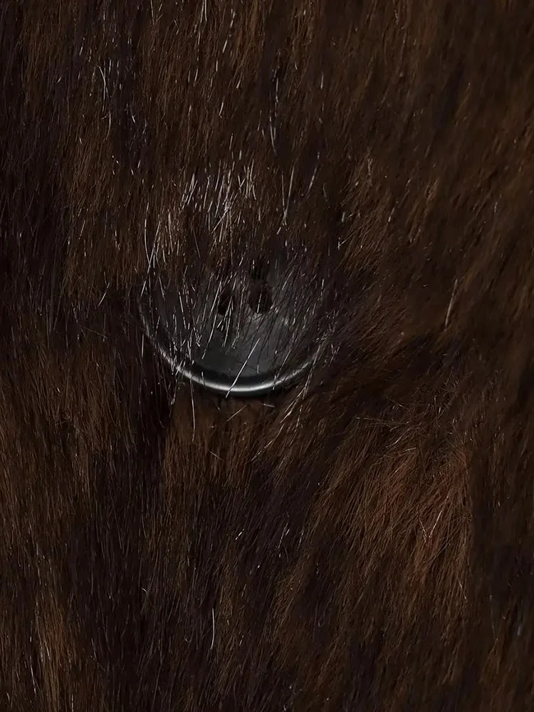 نساء 2025 شتاء جديد عكسها عادية كم طويل أزرار بدوره إلى أسفل طوق ملابس خارجية فضفاضة المرأة معطف دافئ فو سترات من الفرو ﻿