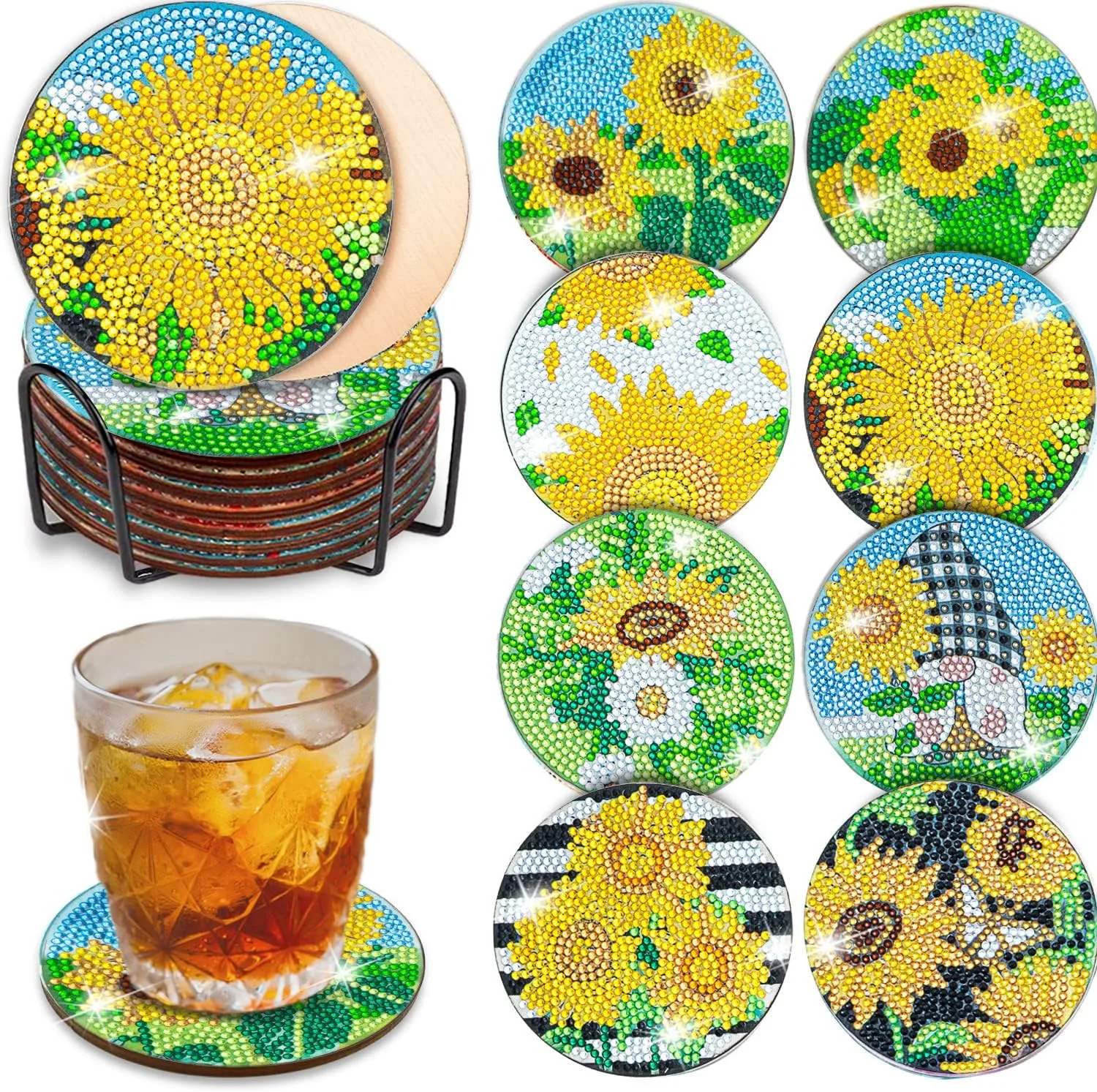 Special shaped diamond painting coaster set of 8 full diamond DIY craft desktop decoration home decor