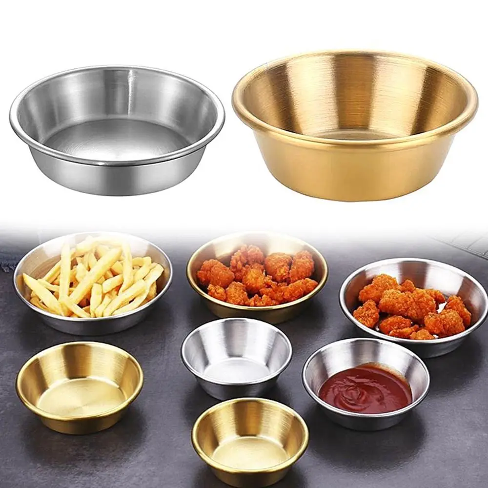 1Pcs Sushi Dipping Sauce Dishes Mini Appetizer Plates 304 Stainless Steel Seasoning Tray 7/8/10/11cm Bowl Sauce Plate