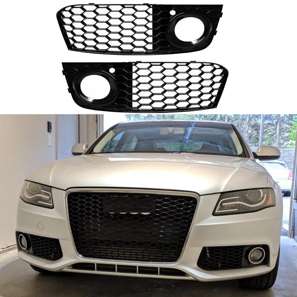 For Audi A4 B8 2009 2010 2011 2012 Honeycomb Mesh Fog Light Open Vent Grill Intake Cover Grille Car Parts