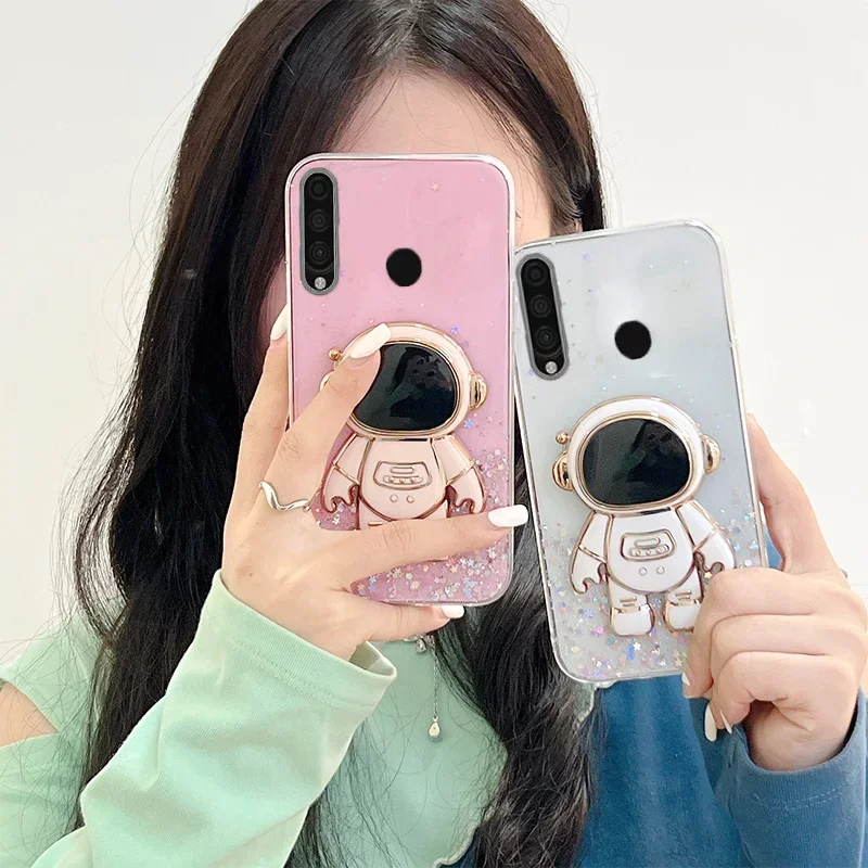 Star Glitter Astronaut Case For Huawei P20 P30 P40 P50 Pro Lite Mate10 20 20X Y7 Y9 Y6P Y7P Y7A Y9A Y9S Soft Crystal Bling Cover