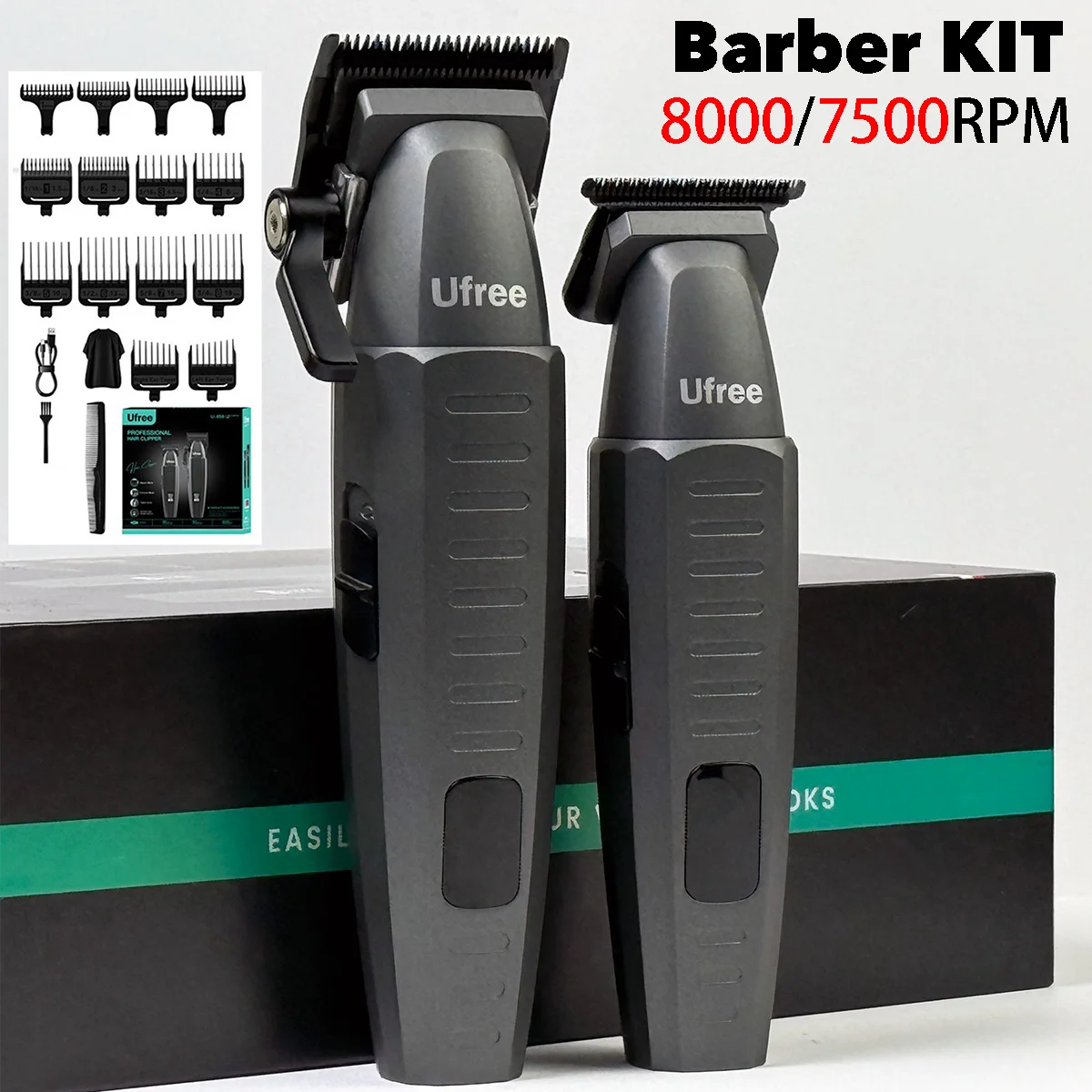 

Профессиональная электрическая машинка для стрижки волос U858 KIT 8000 об/мин триммер для волос с лезвием DLC 7500 об/мин набор для парикмахерской светодиодный дисплей салонная машина