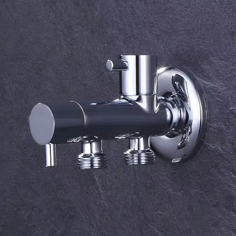 Bathroom Companion Angle Valve G1/2 Interface 1 In 2 Out Water Splitter Dual Independent Control Bidets Sprayer Diverter Tap