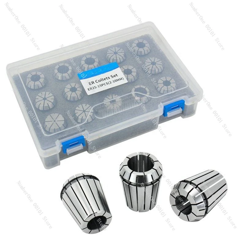 

Machine Tools DIN6499B Clamping ER25 Spring Collets With Plastic Box ER25-15pcs-collet-set