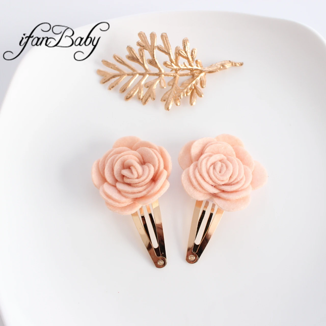 Fashion Kids Girl BB Hair Clips Felt Flowers Hair Pin Floral Headwear Accessories 2PCS