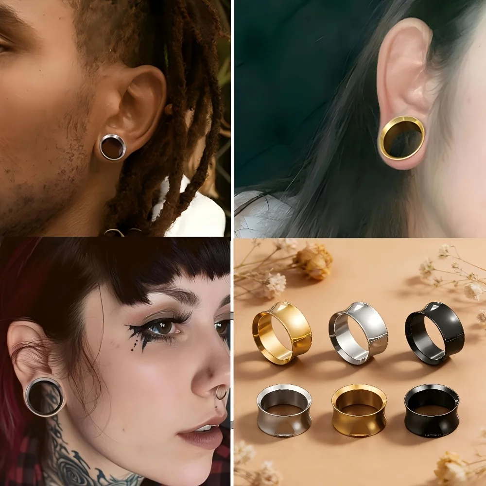 2Pcs Steel Colorful Anodized Double Flared Internally Thread Screw Fit Ear Flesh Tunnel Plug Ear Gauge Expander Piercing Jewelry