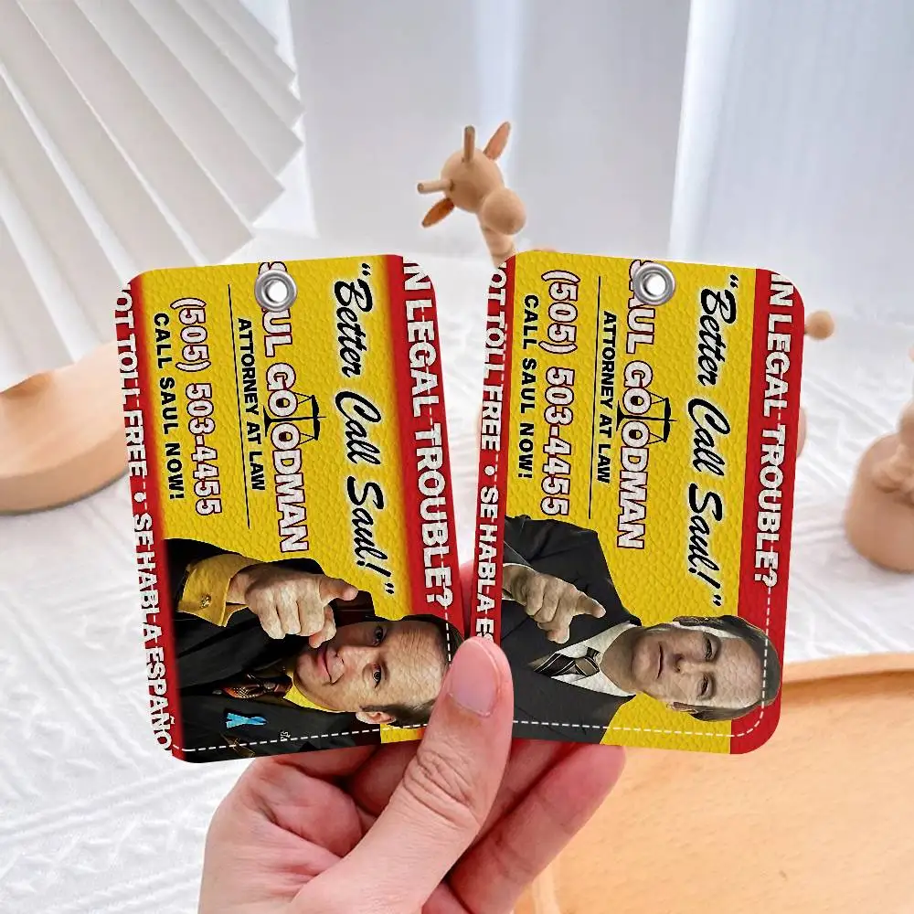 Classic Better Call Saul 1Pc PU Leather Card Holder Keychain Key Ring Door Lock Access Tags ID Card Case Keychain Card