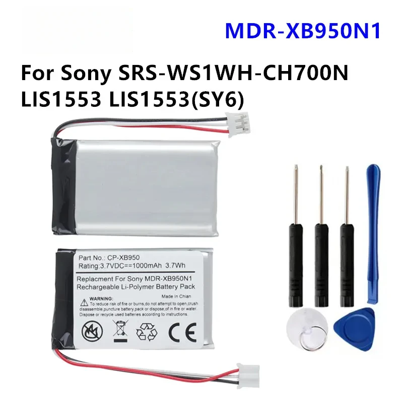 

MDR-XB950N1 Replacement Battery For Sony MDR-XB950N1 SRS-WS1 WH-CH700N LIS1553, LIS1553(SY6) 3.7V/mAh With Tools