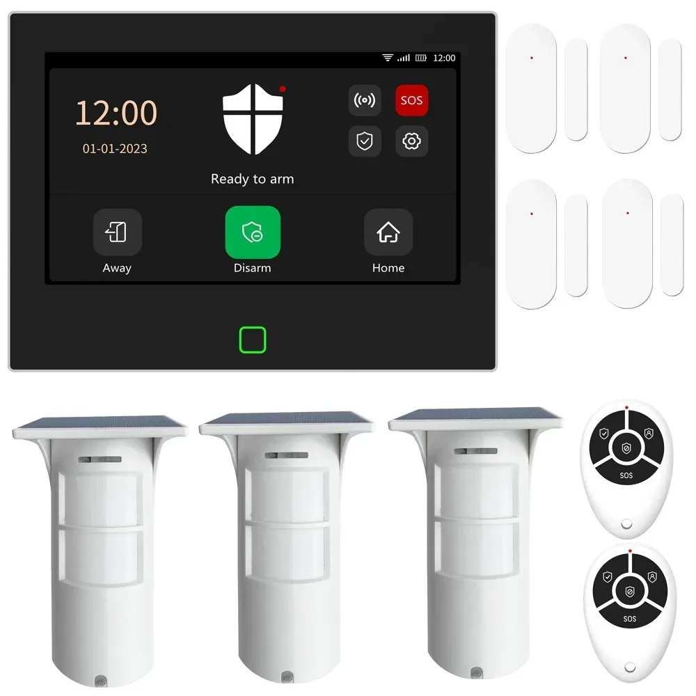 Home Office Security Alarm System Kit with Door Sensor Outdoor PIR Motion Sensor Complete Home Protection Burglar Alarm