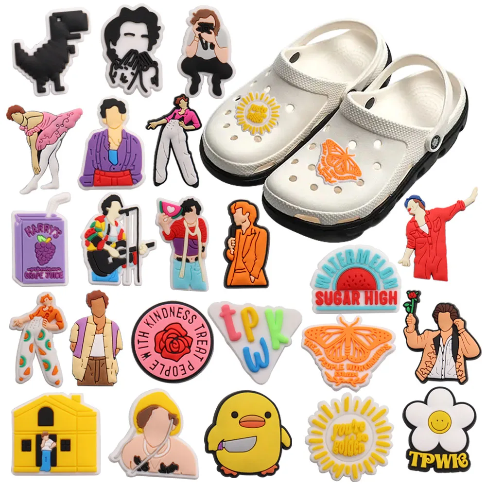 Hot Sale 1-23pcs PVC Shoe Charms Fashion Cool Singer Dancer PVC Accessories Slippers Decorations For Kids Birthday Present