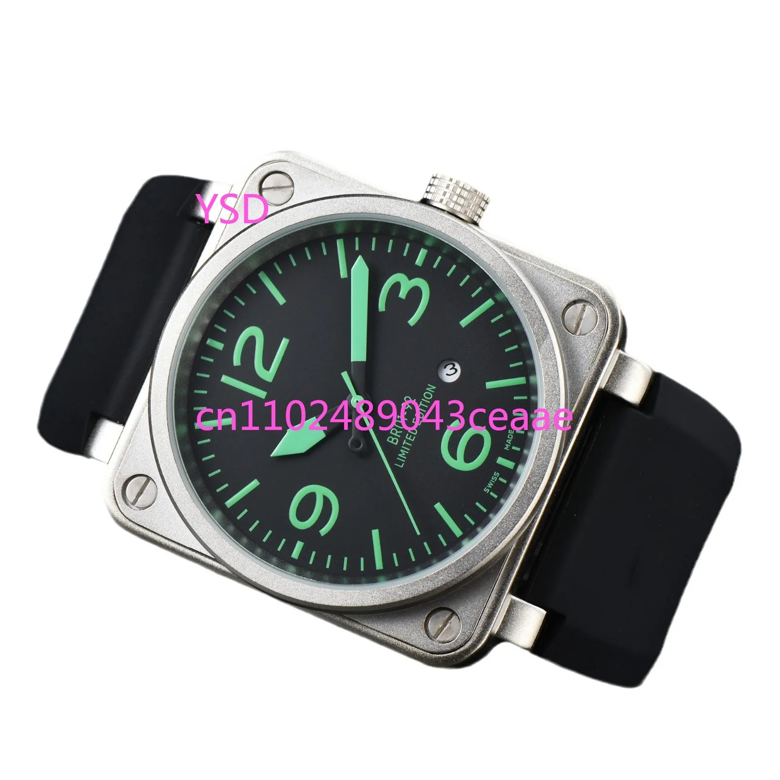 

2022 Foreign Men's Fashion Micro Square Automatic Mechanical Watch with Rubber Strap