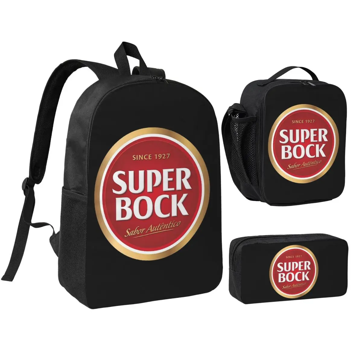 

Super Bock Since 1927 Backpack Student BookBag School Bag Shoulder Bags 3ps Insulated Lunch Bag Pencil Case