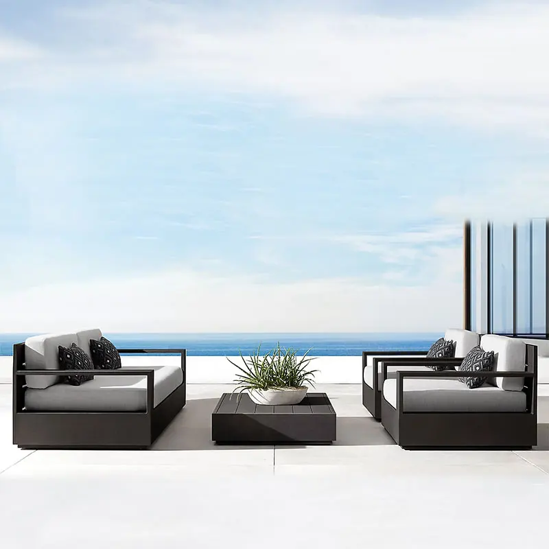 Modern Customized Aluminum Outdoor Sofa Set for Patio Garden Office Building Living Room Park Hotel Use-Multi-seat Design