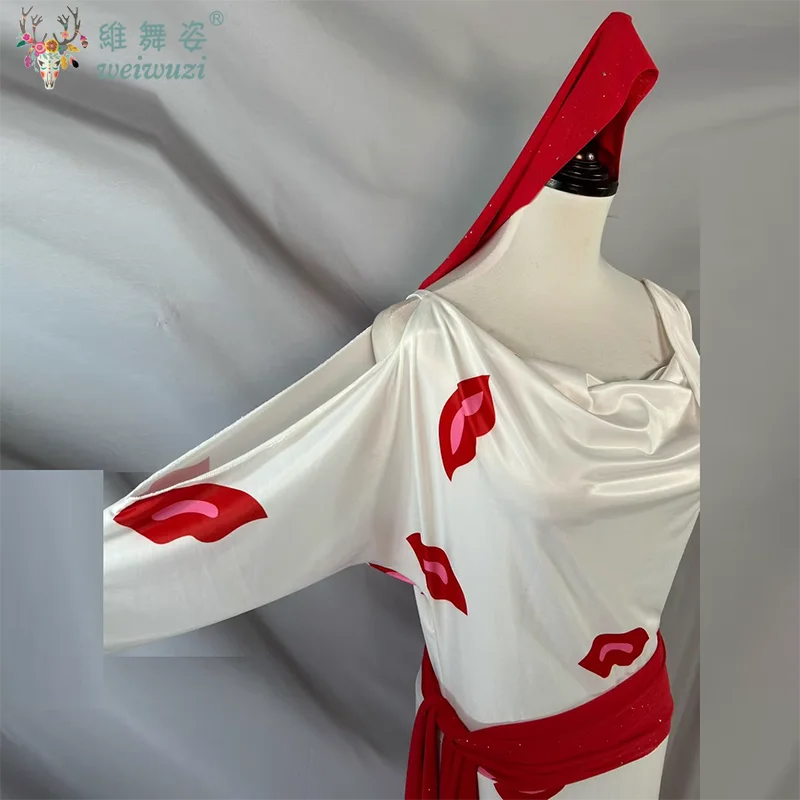 Ensemble de costumes de danse du ventre pour femmes, imprimé de lèvres rouges, vêtements d'entraînement folklorique Baladi Shaabi, Robe pour adultes, tenue de danse du ventre, nouvelle collection