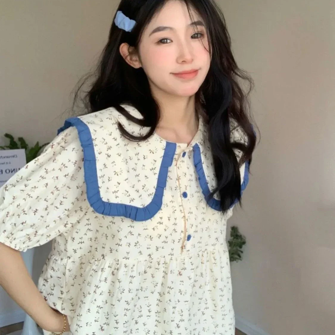 Flower Print Y2K Streetwear Korean Pajamas for Women Fashion Vintage Cute Button Sleepwear Women's Summer New Fashion Nightwear