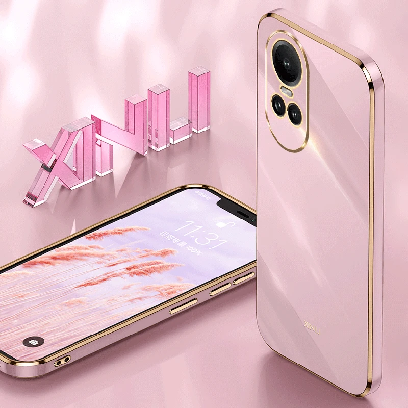 

Square Plating Phone Case for OPPO Reno10 Pro Plus Pro+ Reno 10 10Pro 5G Funda Soft Lightweight Silicone TPU Original Back Cover
