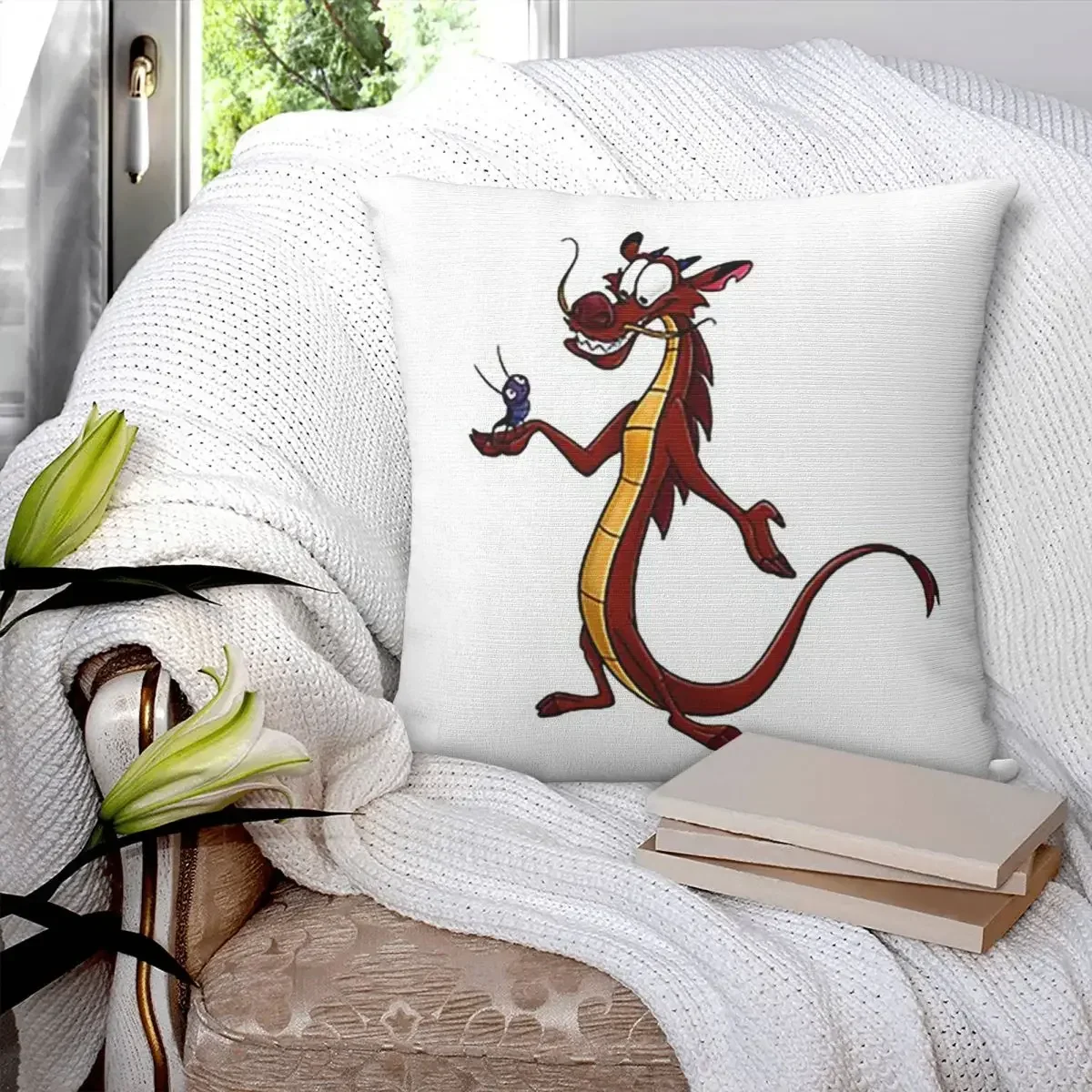 Mushu From Mulan Square Pillowcase Pillow Cover Polyester Cushion Decor Comfort Throw Pillow for Home Car