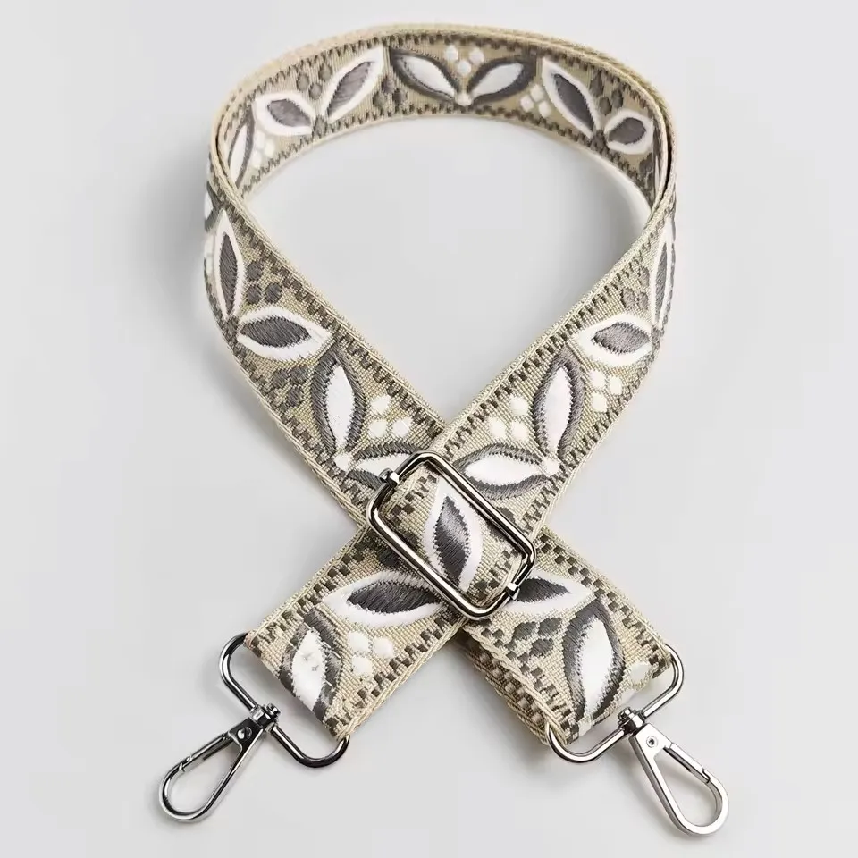 1 Stück 1,50 Zoll breiter, verstellbarer Handtaschenriemen, Ersatz-Umhängegurt, Schultergurt mit Magnolienmuster, Jacquard-Riemen – Detail 10