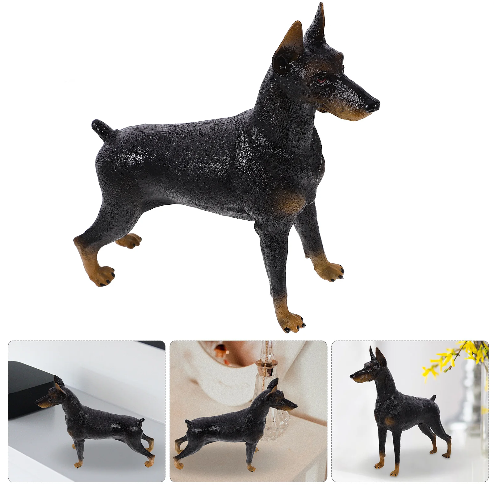 

1pc Simulation Dobermann Lifelike Dog For Dog Home Office Car Decor Handheld Ornament Animal Statue
