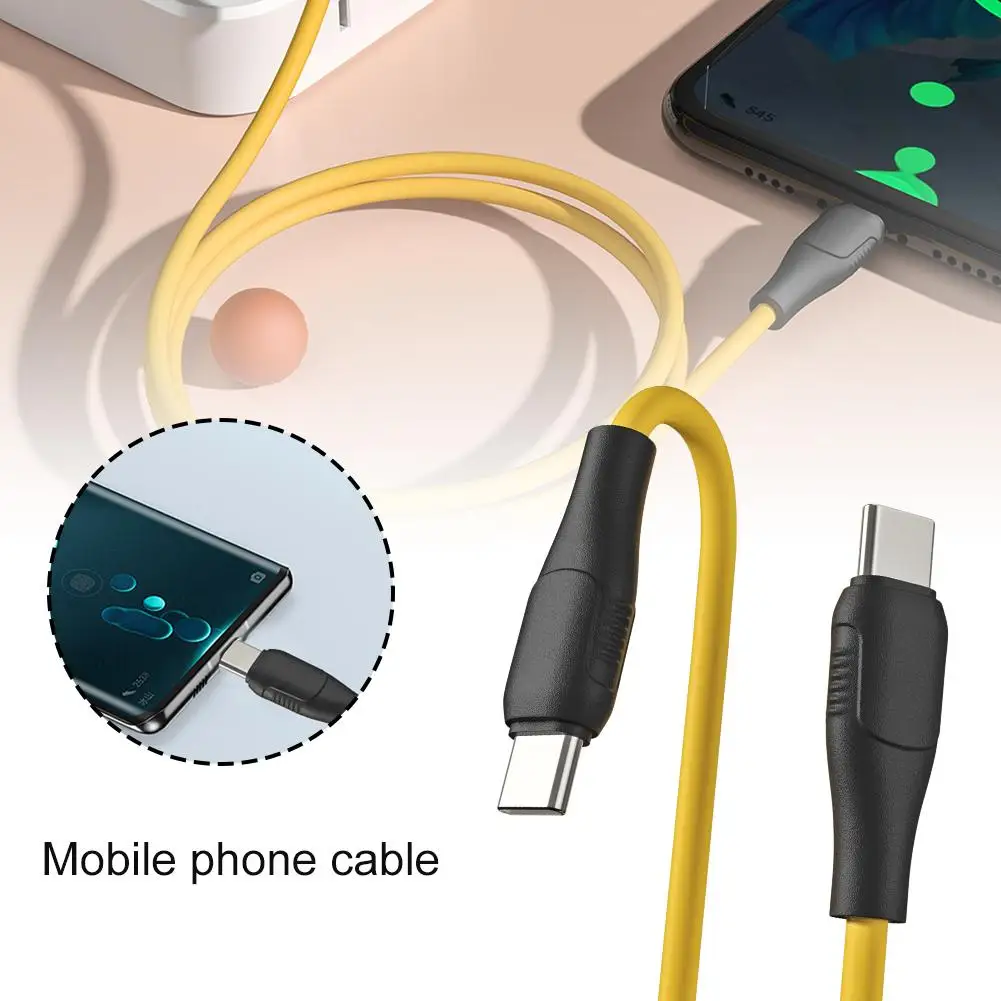 Fast Charging Cable 60W 2A USB C Cable Type C charger cord Powerline for iPhone 15/15Pro/15ProMax Pro, 100CM Yellow W3H7