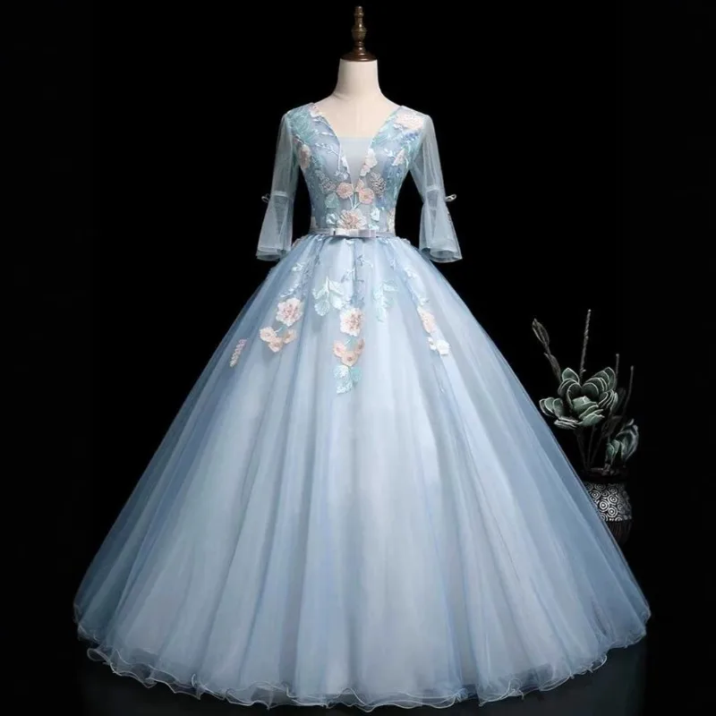 

Colorful Yarn Evening Dress Vocal Art Test Quinceanera Dresses Solo Performance Evening Gown Female Annual Meeting Prom Dreses