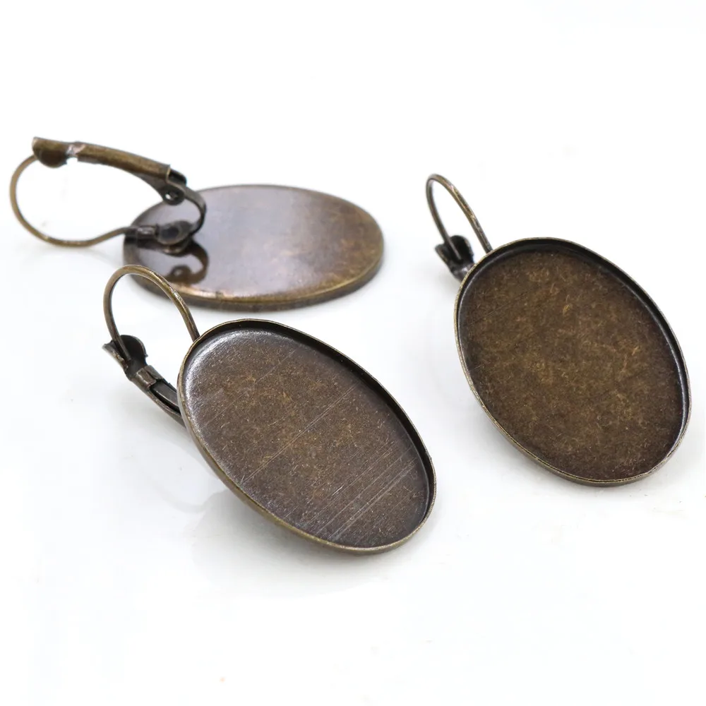 

18x25 мм 10 шт бронзовые покрытые французскими рычажными задними серьгами пустые/базовые, подходят 18x25 мм овальные стеклянные кабошоны; Оправы для серег (L5-33)