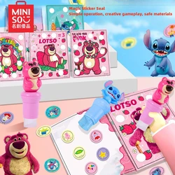 MINISO Magic Sticker Stamp Machine DIY Disney Children's Toys Stitch Cartoon Strawberry Bear Creative Sticker Set Christmas Gift