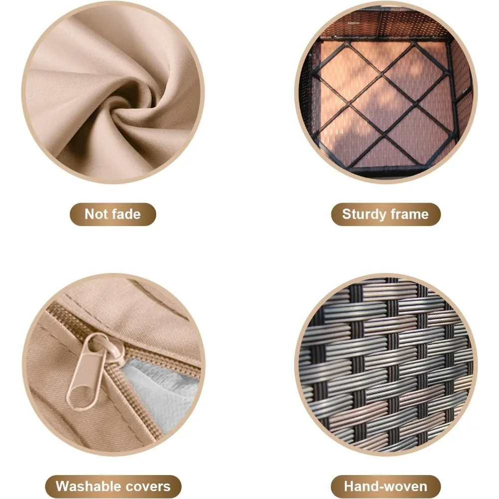 7 Piece Patio Furniture Set with 42" Fire Pit Table Outdoor Sectional Conversation Sofa Set with Coffee Table